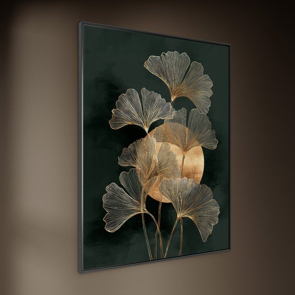 Tiskana slika z okvirjem 60x80 cm Gold Ginkgo – Styler-image-2