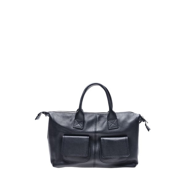Črna usnjena torbica Anna Luchini, 25 x 48 cm