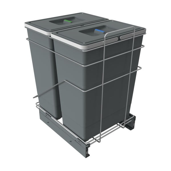 Siv plastičen koš za smeti 42+42 l za ločevanje odpadkov/izvlečni Ecofil – Elletipi