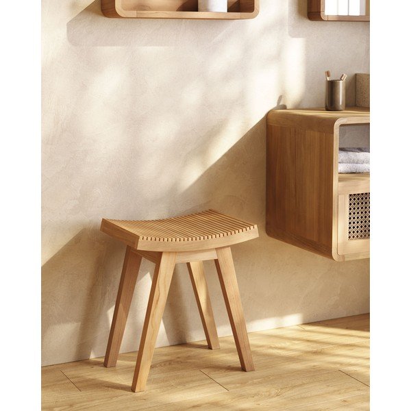 Stolček iz masivnega tika v naravni barvi Vicentina – Kave Home-image-1