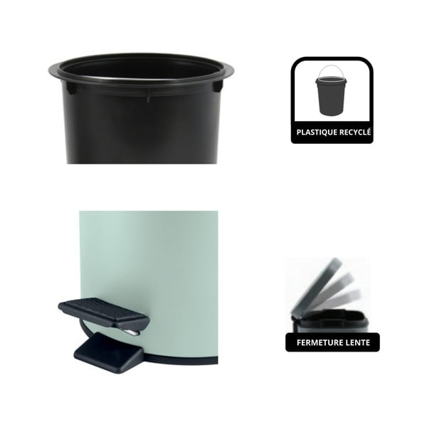 Mentolno zelen jeklen koš za smeti s pedalom 3 l Adelar – Spirella-image-4