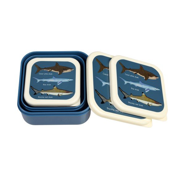 Temno modre otroška posoda za malico v kompletu 3 ks Sharks – Rex London-image-4