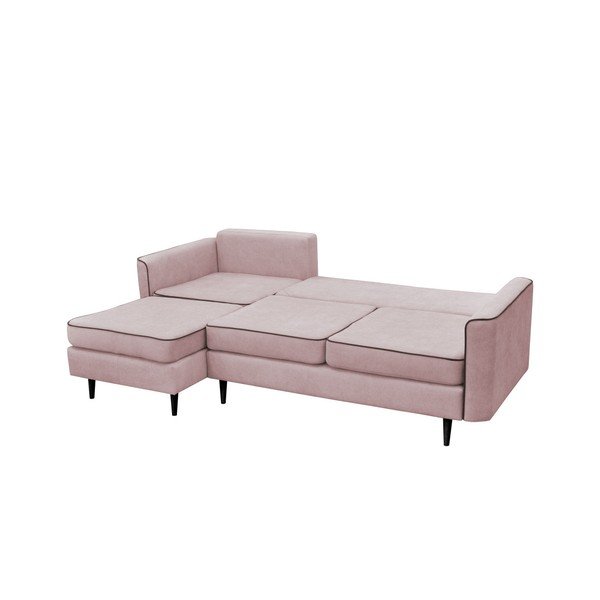 Roza kavč s črnimi nogami Mazzini Sofas Dragonfly, levi kot-image-4