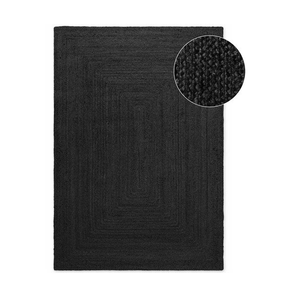 Črna obojestranska/ročno tkana preproga iz jute 200x300 cm Juno – Hanse Home