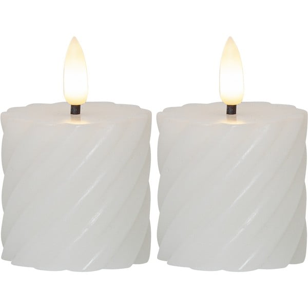 Komplet 2 belih voščenih sveč LED Star Trading Flamme Swirl, višina 7,5 cm