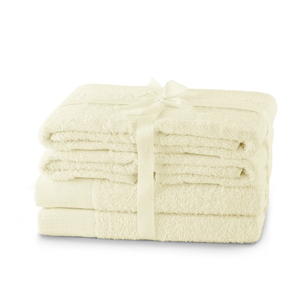 Kremno beli frotirni bombažni komplet brisač 6 ks Amari – Restilo