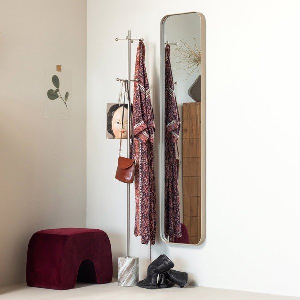 Bordo rdeč žameten tabure Lucen – WOOOD-image-1