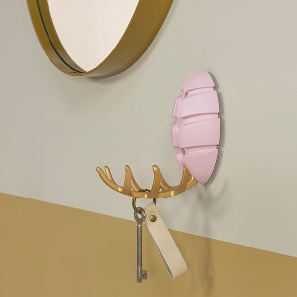 Svetlo rožnat/v zlati barvi plastičen stenski obešalnik Bug – Spinder Design-image-3