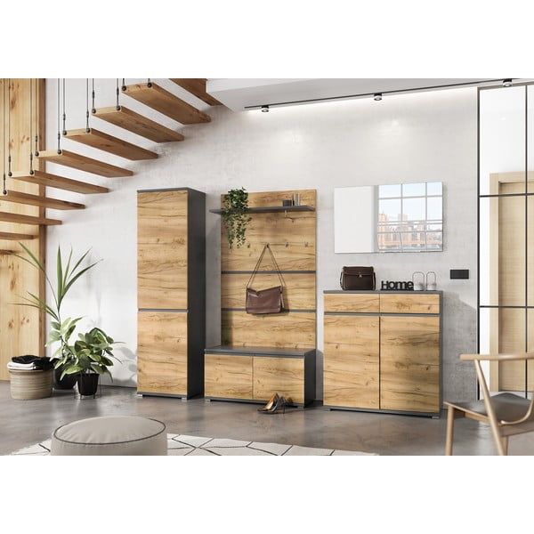 Garderobni panel v hrastovem dekorju v naravni barvi Lissabon – Germania-image-1