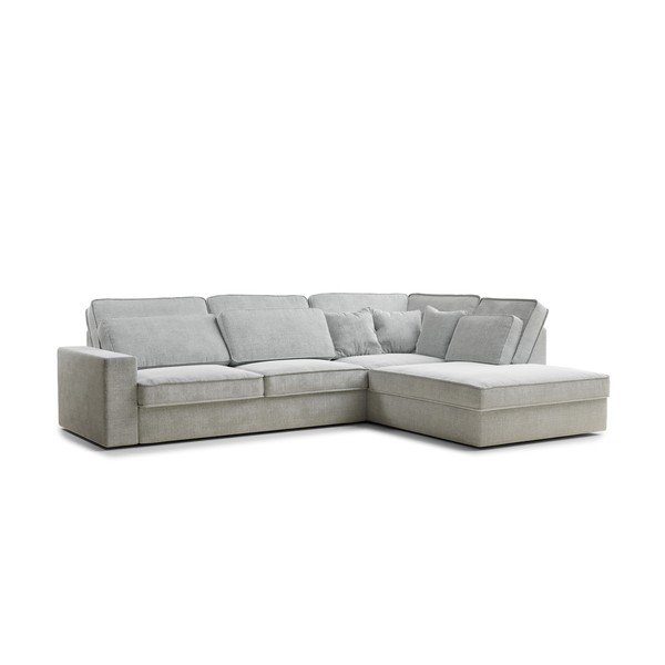 Svetlo siva kotna sedežna garnitura iz šenilje (desni kot/v obliki črke L) Kirou – Maison de Rêve-image-2