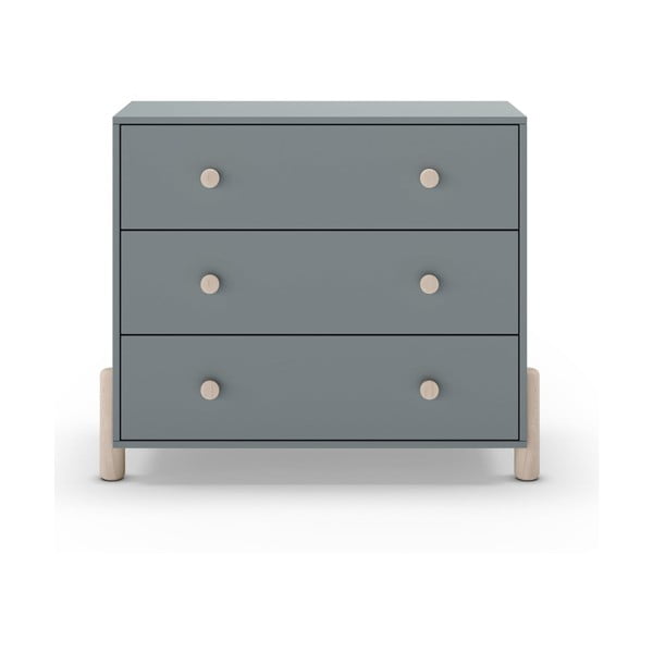 Prašno zelena otroška komoda iz masivnega bora 90x80x40 cm Enola – Marckeric