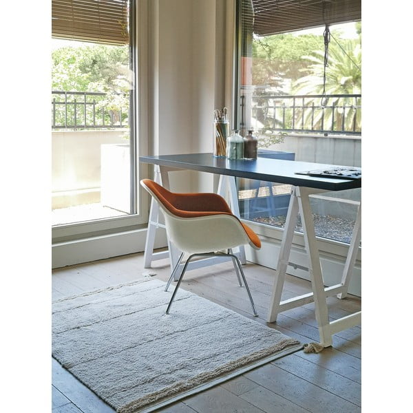 Kremno bela pralna ročno tkana bombažna preproga 90x130 cm Bloom Natural – Lorena Canals-image-1