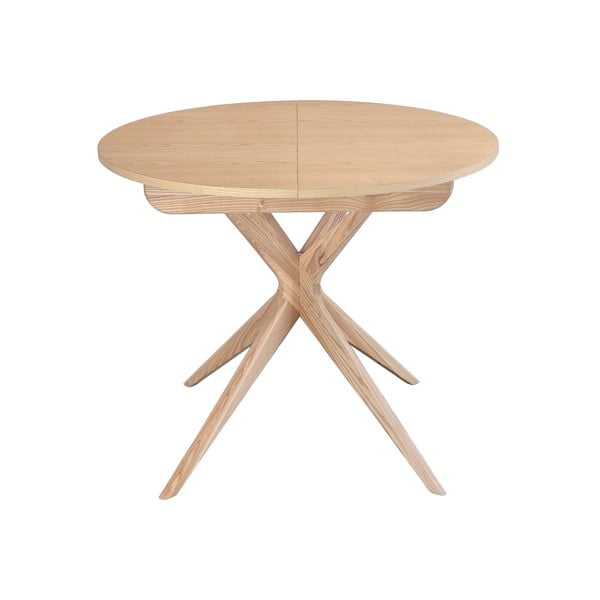 Okrogla raztegljiva jedilna miza z dodatno ploščo iz masivnega jesena ø 90 cm Jubi – Ragaba