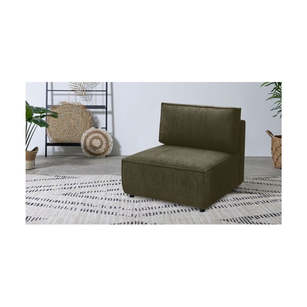 Svetlo zelen modul za sedežno garnituro iz rebrastega žameta (sredinski modul) Nihad modular – Bobochic Paris-image-1