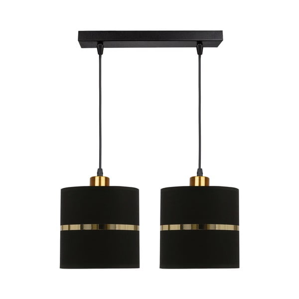 Črna viseča svetilka s tekstilnim senčnikom ø 15 cm Assam – Candellux Lighting