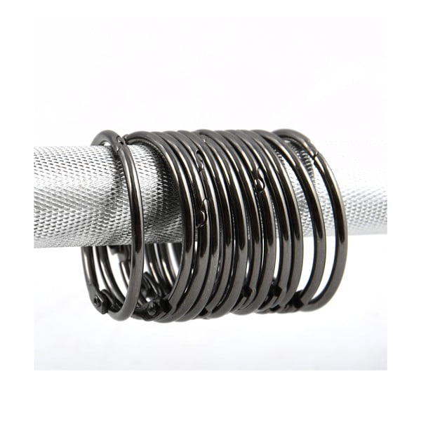 Mat črni obročki za tuš zavese v kompletu 12 ks Ringo Small – Spirella-image-1