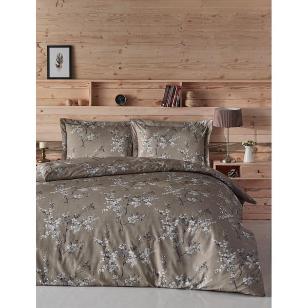 Rjava bombažna posteljnina za zakonsko posteljo 200x200 cm Chicory – Mijolnir