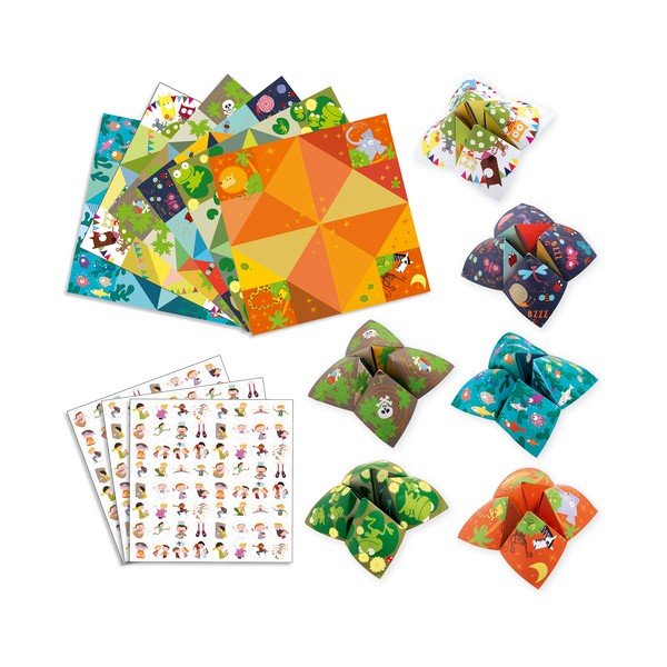 Komplet 8 papirjev za origami z nalepkami Djeco Fortune-image-3