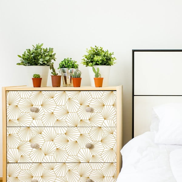 Belo- rumena dekorativna tapeta za pohištvo Ambiance Hexoka-image-3