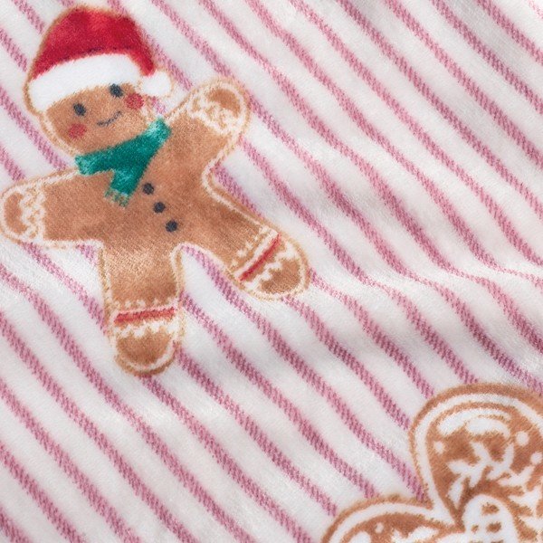 Rdeča/v naravni barvi odeja z božičnim motivom 170x130 cm Christmas Gingerbread Stripe – Catherine Lansfield-image-3