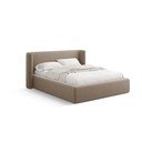 Svetlo rjava oblazinjena zakonska postelja s prostorom za shranjevanje z letvenim dnom 200x200 cm Jason – Windsor & Co Sofas