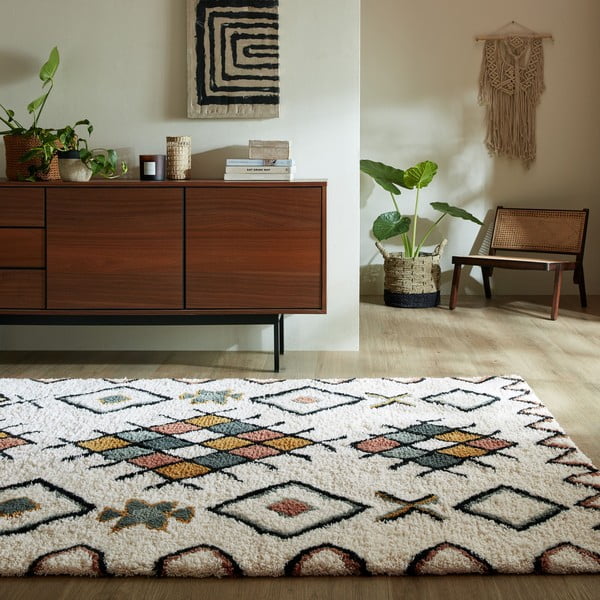 Kremno bela ročno tkana volnena preproga 160x230 cm Moroccan Midar – Flair Rugs-image-1