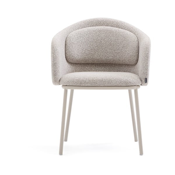 Sivo-bež oblazinjen jedilni stol z nasloni za roke Minda – Kave Home-image-4