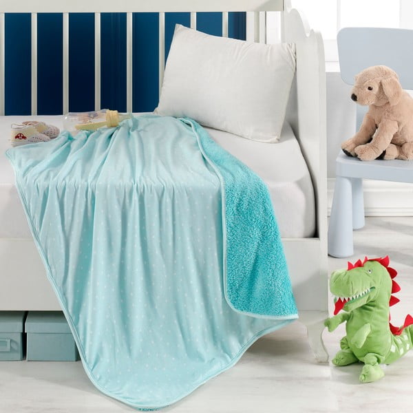 Turkizna bombažna otroška odeja 100x80 cm Sunny - Mijolnir-image-3