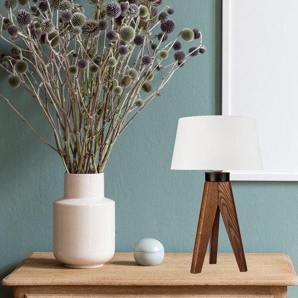 Namizna svetilka v beli in naravni barvi - LAMKUR-image-1