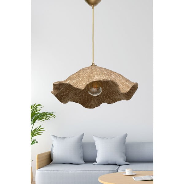 Svetlo rjava viseča svetilka s tekstilnim senčilom ø 44 cm – Opviq lights
