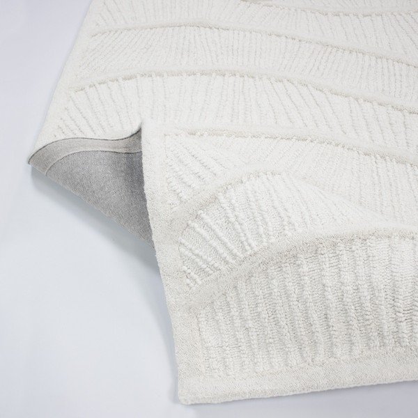 Bela ročno tkana preproga iz mešanice volne 140x200 cm Sculptured Wave – Flair Rugs-image-3