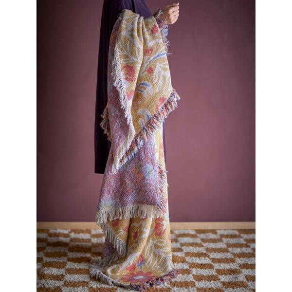 Rumena odeja iz recikliranega bombaža 130x160 cm Reims – Bloomingville-image-1