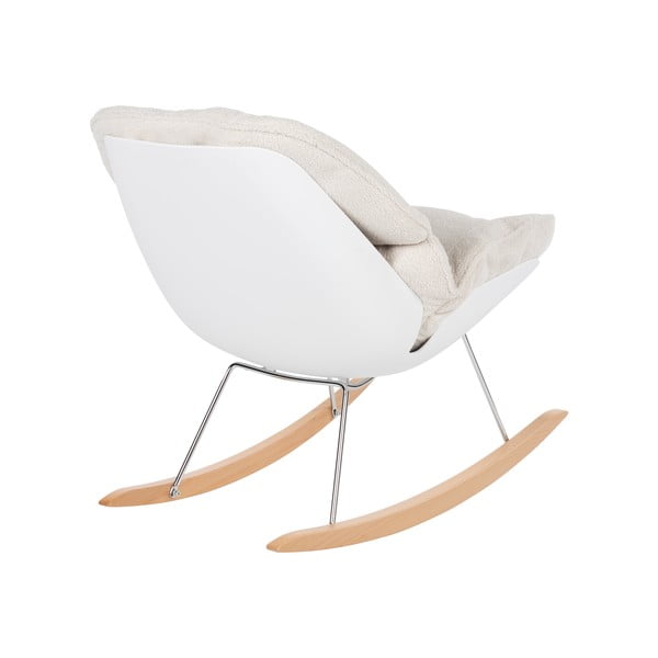 Kremno bel gugalni fotelj iz tkanine bouclé Rocky – White Label-image-4