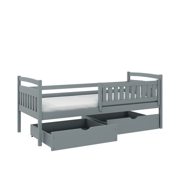 Siva otroška postelja iz borovega lesa s prostorom za shranjevanje 80x160 cm Terry - Lano Meble