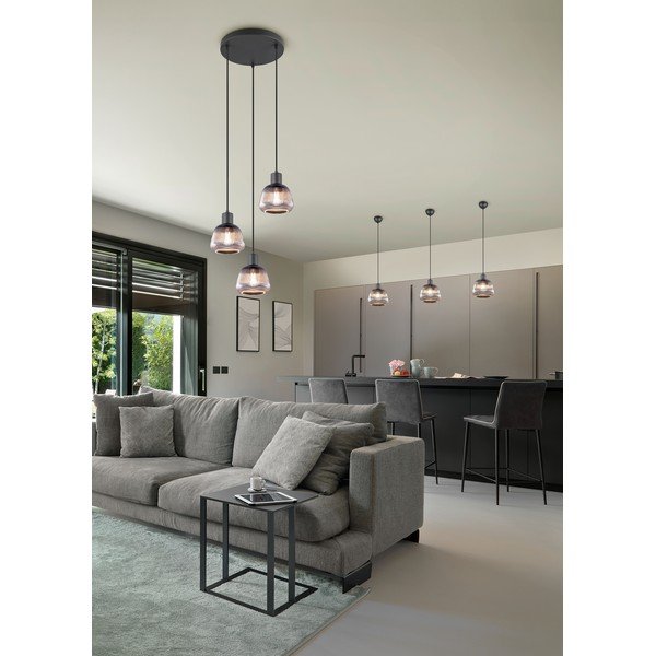 Črna viseča svetilka s steklenim senčilom ø 22 cm Tarifa – Trio-image-1