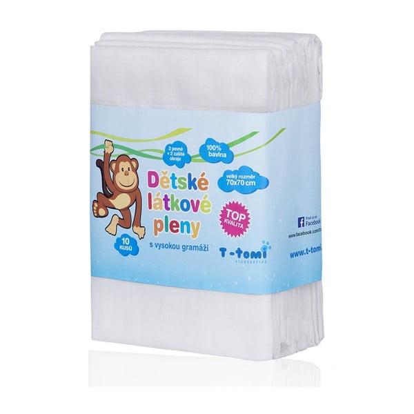 Komplet 10 bombažnih plenic T-TOMI Tetra, 70 x 70 cm-image-1