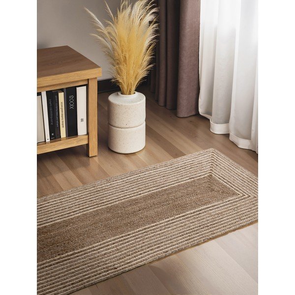 Obojestranski/ročno tkan tekač iz jute v svetli naravni barvi/v temni naravni barvi 80x300 cm Juno – Hanse Home-image-1