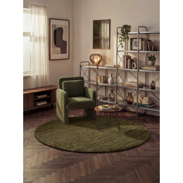 Temno zelena ročno tkana volnena okrogla preproga ø 200 cm Bexley Woolwich – Ted Baker-image-1