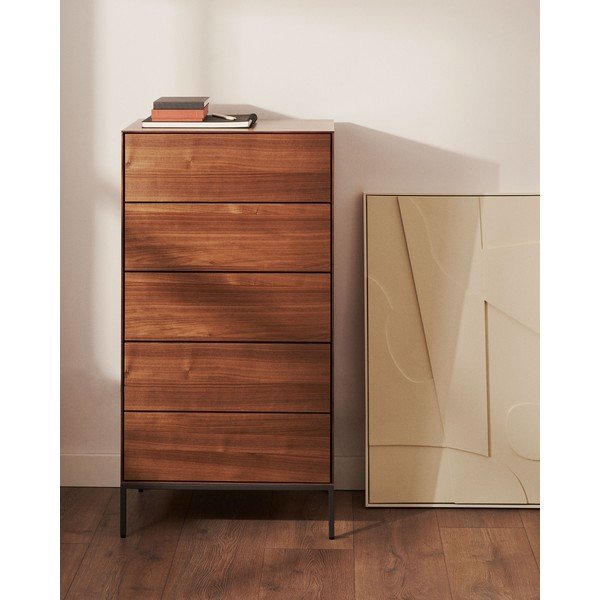 Visoka komoda v orehovem dekorju 60x114 cm Vedrana – Kave Home-image-1