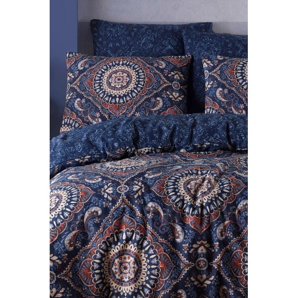 Temno modra podaljšana posteljnina za zakonsko posteljo 200x220 cm – Mila Home-image-1