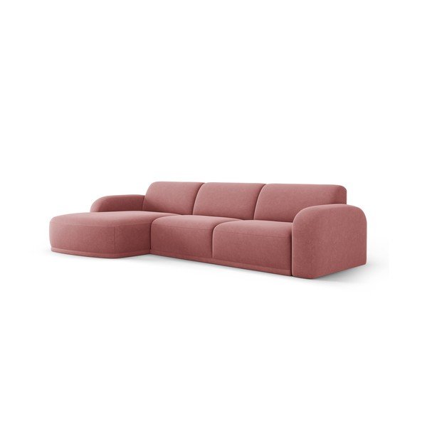 Svetlo rožnata žametna kotna sedežna garnitura Erin – Micadoni Home-image-2