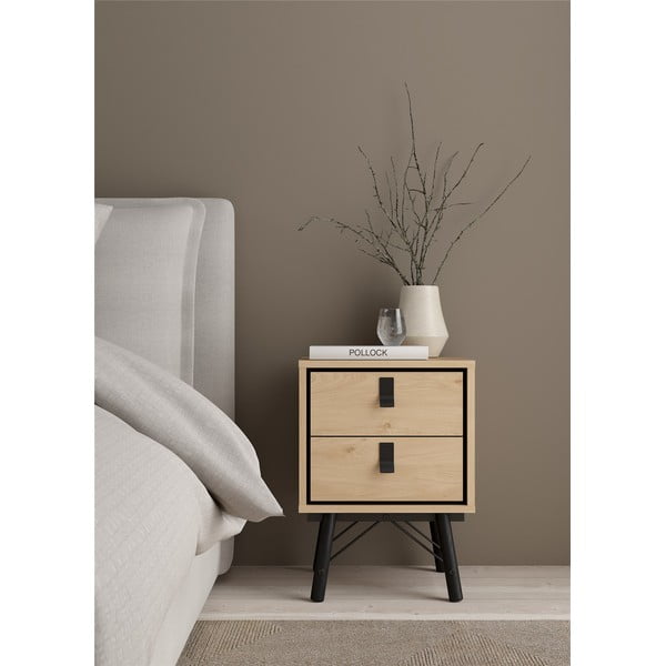 Nočna omarica v hrastovem dekorju v naravni barvi Ry – Tvilum-image-1