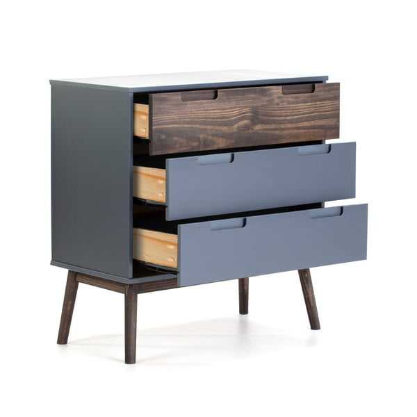 Antracitno siva/temno rjava visoka komoda iz masivnega bora 80x82 cm Nussa – Marckeric-image-3