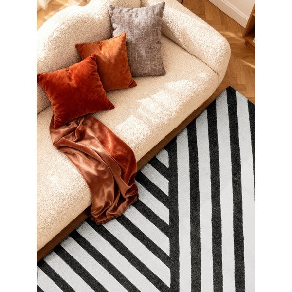 Črno-bela ročno tkana volnena preproga 120x180 cm Stryve Noir – Elle Decoration-image-2