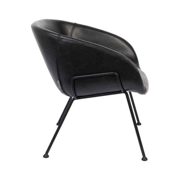 Črn fotelj iz umetnega usnja Zuiver Feston-image-3