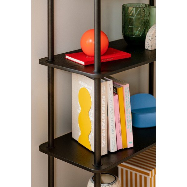 Črn regal v hrastovem dekorju 80x163x35 cm Teidi – noo.ma-image-3