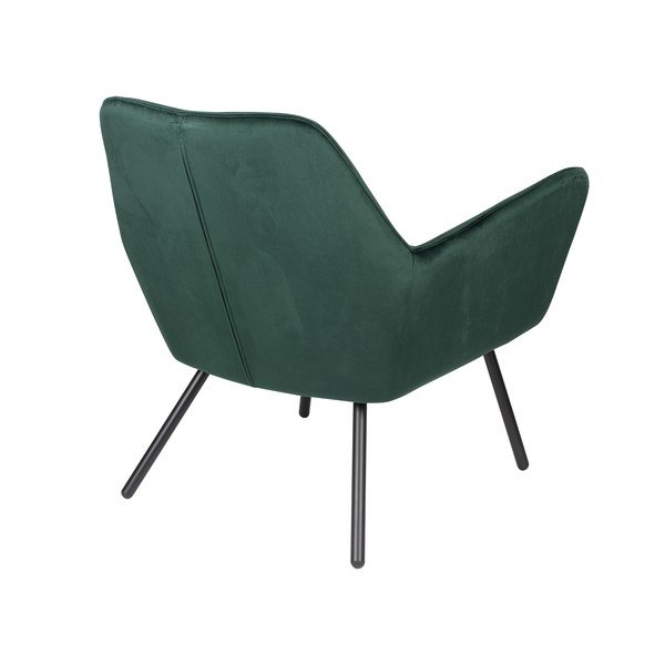 Temno zelen žameten fotelj White Label Bon-image-4