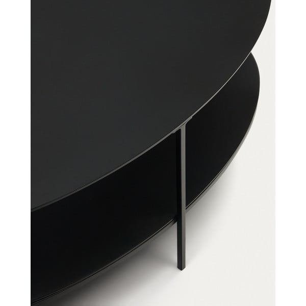 Črna mizica s stekleno mizno ploščo 65x110 cm Fideia – Kave Home-image-4