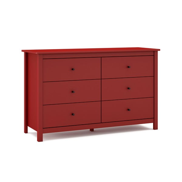 Rdeča nizka komoda iz masivnega bora 130x80 cm Misti – Marckeric-image-2
