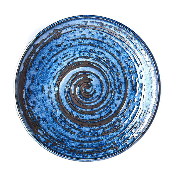 Moder keramičen krožnik MIJ Copper Swirl, ø 25 cm